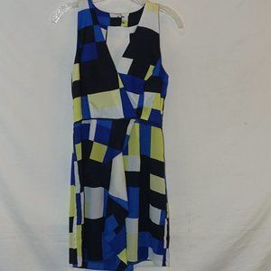 Milly Geometric Contemporary Colorblock Wrap Mini Sheer Dress NWT 4